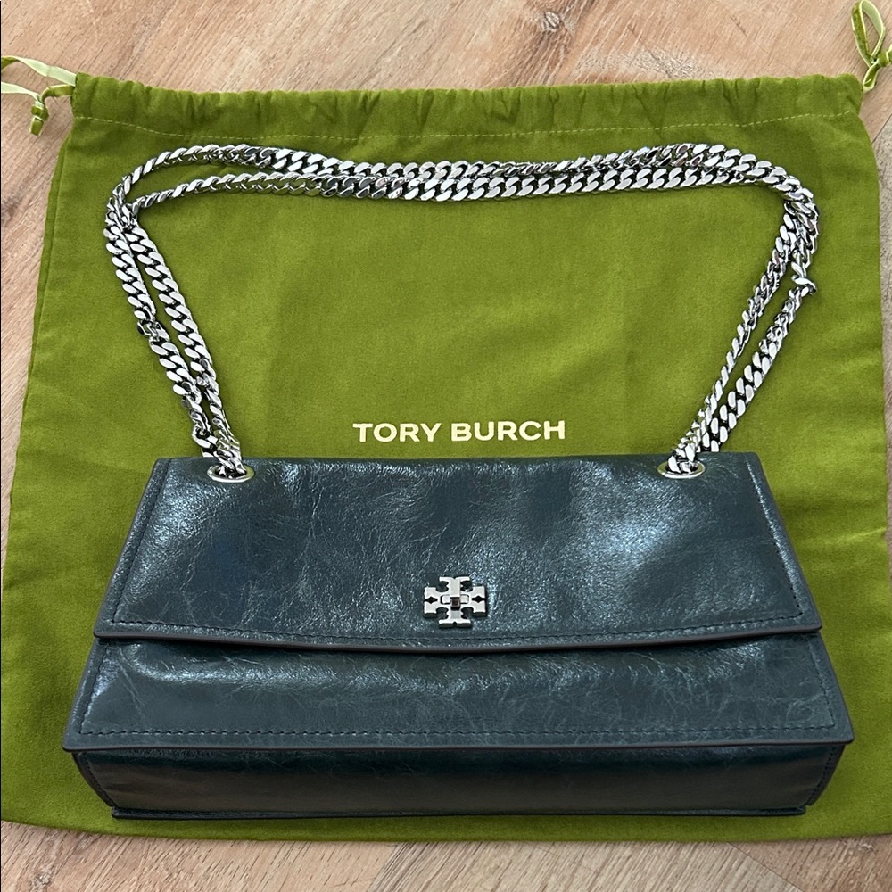 Tory Burch Dark Green Leather Shoulder Bag
